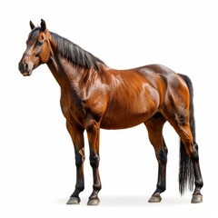 Obraz premium Beautiful brown horse standing on white background