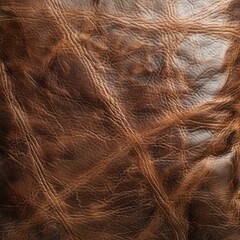 Fototapeta premium Close up of distressed brown leather texture showing wrinkles and scratches