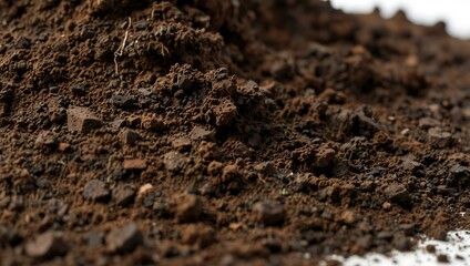 Isolated soil pile on a white background.