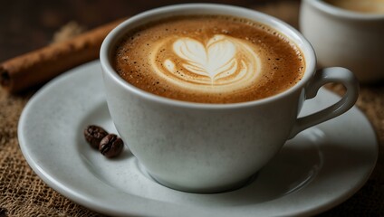 Fototapeta premium Italian-style coffee with milk in a cup.