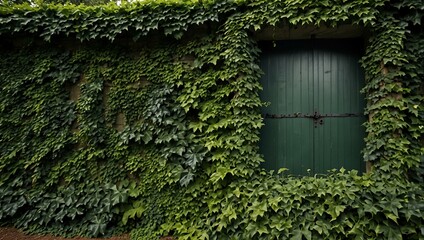 Ivy-covered wall as a natural botanical backdrop.
