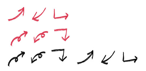 손으로 그린 다양한 모양의 화살표 세트