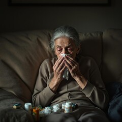woman blowing their nose