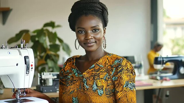 1_Fashion Designer Creating Garment with Ankara Fabric in Workshop