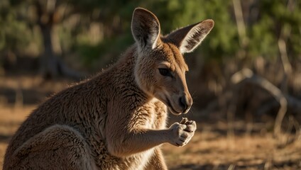 Fototapeta premium Joey kangaroo clinging to mother’s ear for affection.