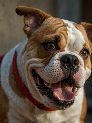 Joyful bulldog portrait, perfect for banners.