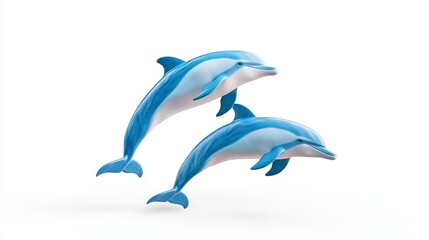 Fototapeta premium A minimalist image of three dolphins jumping in the ocean.