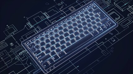 Transparent keyboard on a circuit board background.