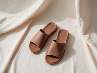 Brown casual sandals on a light background for summer comfort and style.