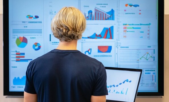 Thinking, code and man with tablet data analysis, digital technology and software overlay at daytime. Programmer or Indian person with 3d screen, programming stats and cybersecurity research