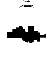 Davis (California) blank outline map