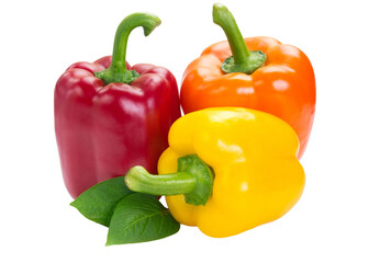 red, yellow and orange bell peppers isolated, bell peppers, vitamin c, antioxidants,  