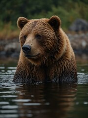 Obraz premium Kamchatka brown bears in the wild.