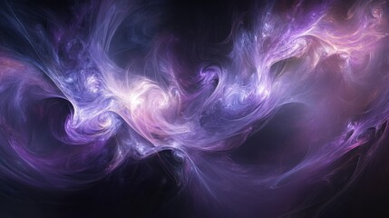 Fototapeta premium Swirling formations of purple clouds create a dreamy and otherworldly scene, evoking a sense of cosmic beauty and atmospheric depth during twilight.