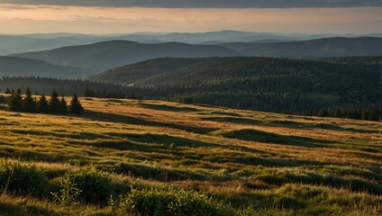Karkonosze Mountains landscape in Poland.