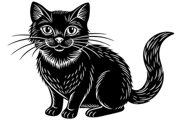 Obraz premium black and white 2D cat on a white background