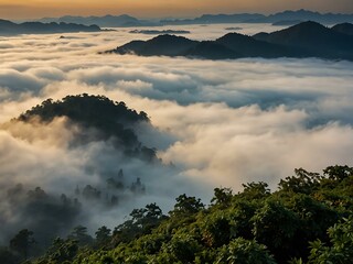 Fototapeta premium Khao Soon Sea of Mist viewpoint, a top Thai attraction.