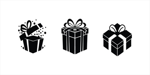 Gift box set illustration gift box icons in Trendy Flat style. Gift boxes with ribbon icons Set.