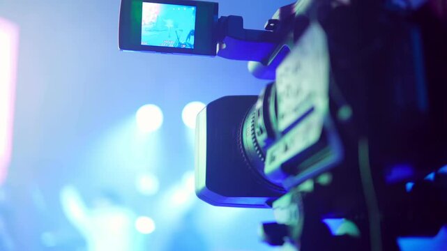 
The camera records the concert stage in detail, clearly showing the live performers.
