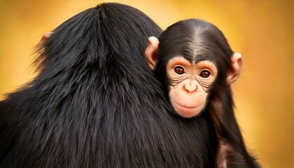  Adorable baby chimpanzee clinging to its mother's back