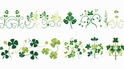 Shamrock Clover Border Set Vector Divider Design