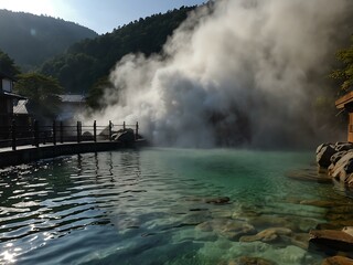 Fototapeta premium Kusatsu Onsen hot spring in Japan.