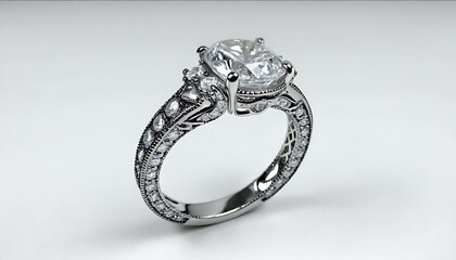 Elegant Diamond Silver Ring, Glamour and Fashion
