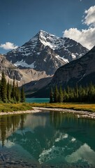 Fototapeta premium Lake Kinney, Mt Robson Provincial Park, Canada.