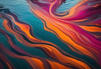 Obraz premium captivating dynamic water patterns captured abstract showcasing colorful reflections fluid shapes creative compositions, movement, fluidity, design, texture