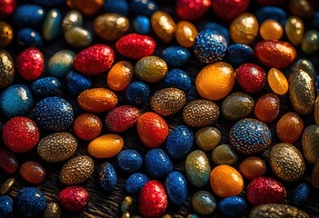 Fototapeta premium detailed close colorful grains richly textured surfaces showcasing vibrant colors intricate patterns, textures, nature, organic, bright, design, aesthetics