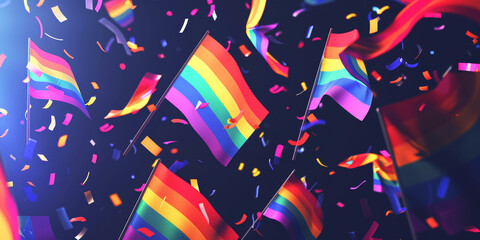 LGBT parade with flags Generative AI