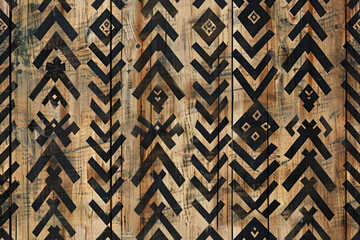 Traditional Finno-Ugric Geometric Ornament – Symmetric Pattern with Angles, Chevron Lines, and Nordic Runes