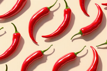 Realistic Chili Pattern in Shadow Play Style – Humorous Design on Minimalist Backgrounds for Modern Decor and Branding