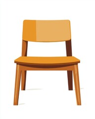 An artistic illustration of a modern wooden chair, showcasing its clean lines and minimalist design in vibrant hues.