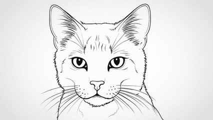 Obraz premium Charming white cat gazes thoughtfully with bright eyes against a subtle grey backdrop