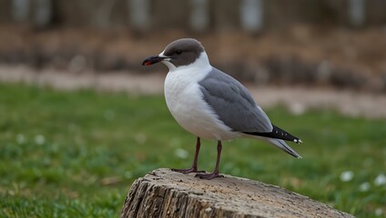 Obraz premium Laughing Gull birds in a park during early spring.