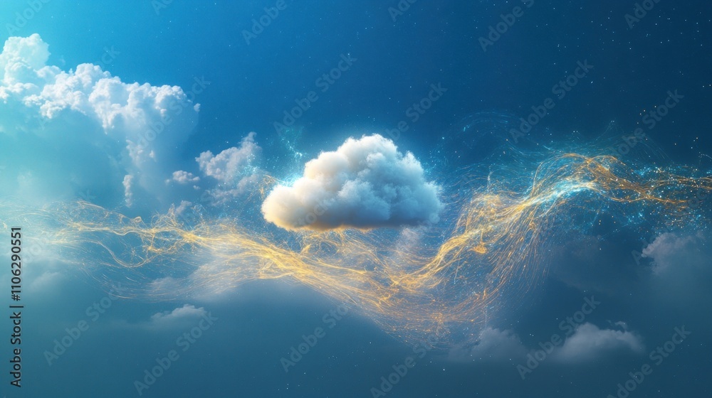 Aufkleber Cloud Computing Network Data Transfer Digital Sky