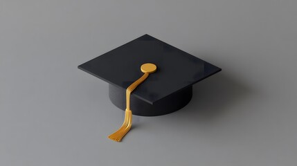 A simple vector graphic of an icon representing the day you finish school, a graduation cap with a tassel on a grey background