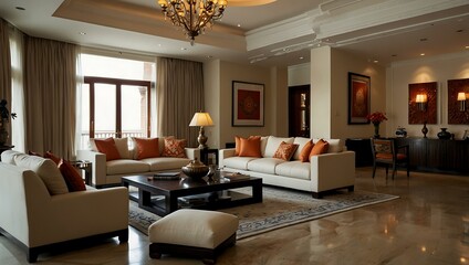 Lavish apartment with contemporary and traditional Indian influences.