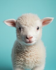 Fototapeta premium Adorable fluffy lamb. AI.
