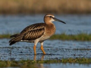 Obraz premium Limosa Lapponica bird in its natural habitat.