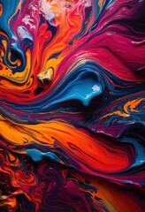 macro shot vibrant fluid paint patterns swirling colors abstract formations captured stunning detail, backgrounds, artistic, designs, beautiful, canvas