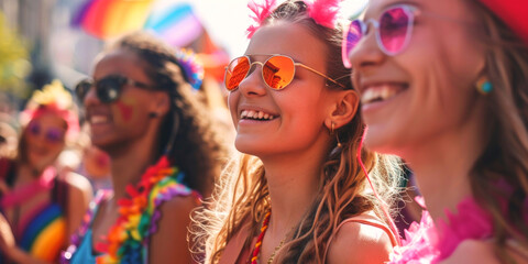 LGBT parade with flags Generative AI