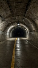 Obraz premium Long pedestrian tunnel in an urban setting.