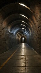 Obraz premium Long pedestrian tunnel in an urban setting.