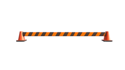 A single road barrier positioned on a plain white background.