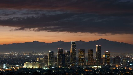 Fototapeta premium Los Angeles skyline at dusk.