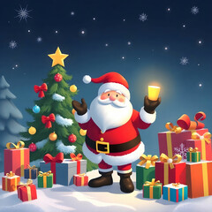 Christmas theme with Santa and presents