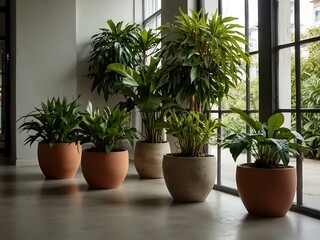 Lush green plants in a bright indoor space.