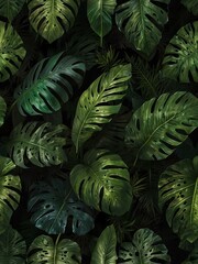 Obraz premium Lush green tropical leaf background.